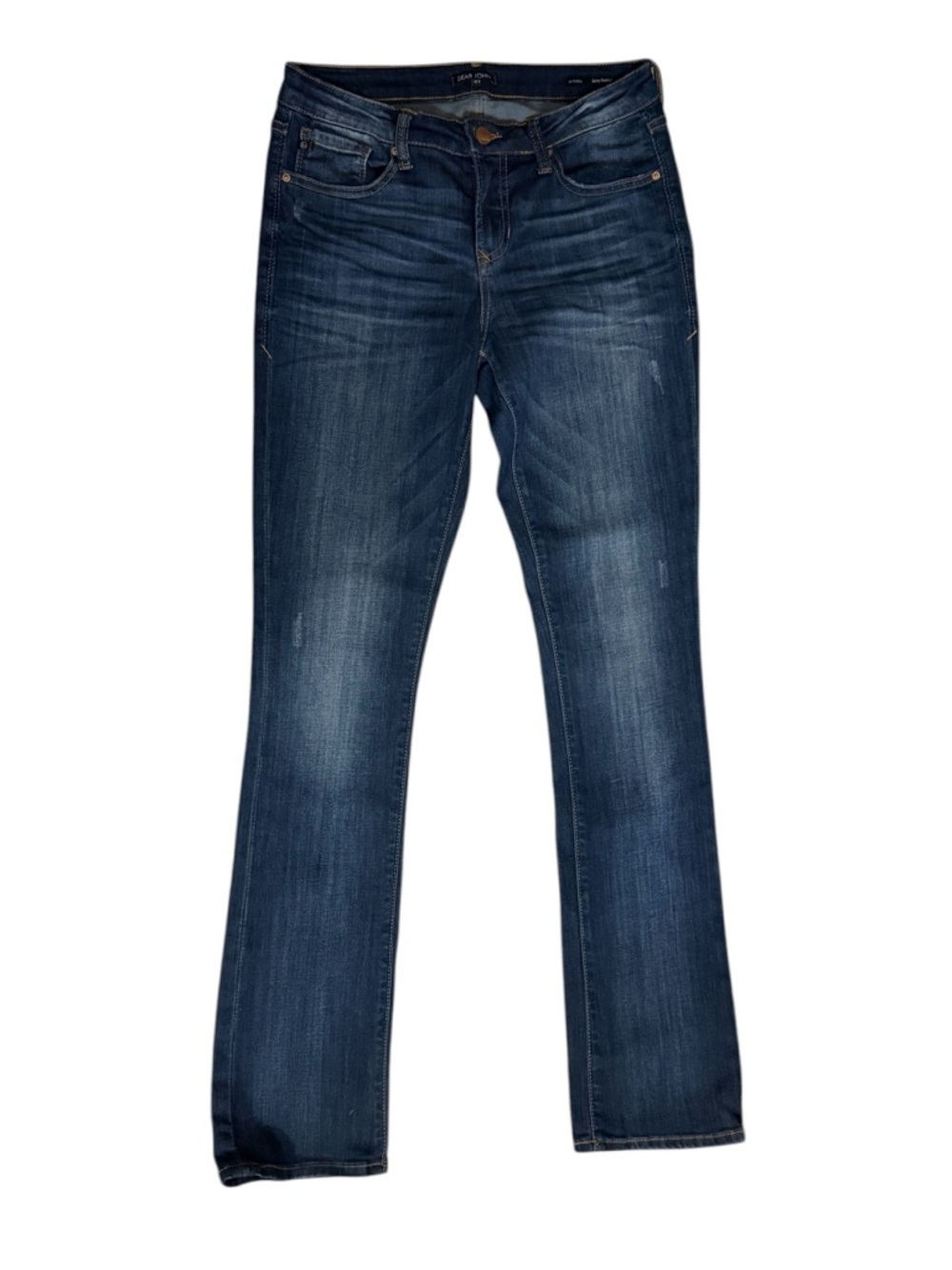 Dear John Lightly Distressed Hybrid Skinny Bootcut Dark Jeans Size 27